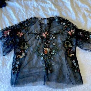 Zara women flowery mesh top